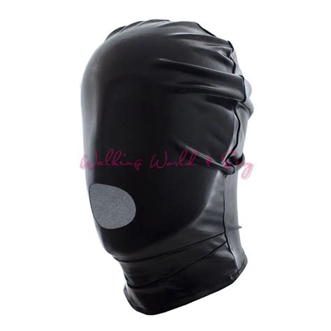 Buy Black Spandex Open Mouth Sex Mask Head Bondage Restraint Hood Mask Flirting