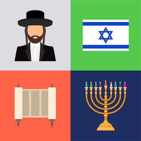 Símbolos Judíos Y Judaísmo Vector Premium