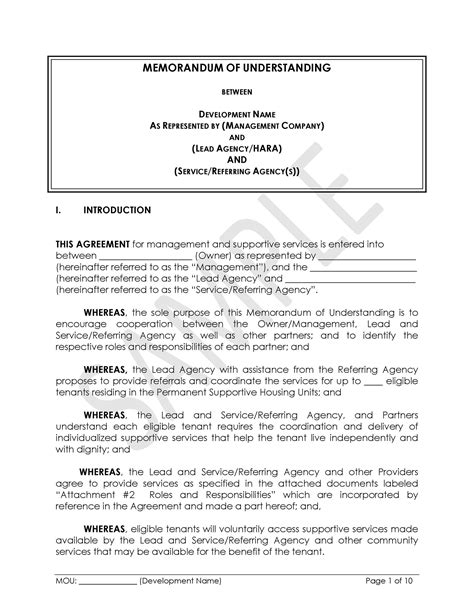 Mou Memorandum Of Understanding Mou Agreement Format Template My XXX