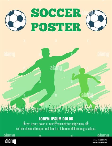 Soccer Players Vector Poster Template Silhouette Soccer Players With
