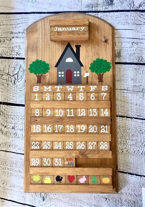 House Calendar Wooden Calendar Personalized Calendar Wooden Etsy