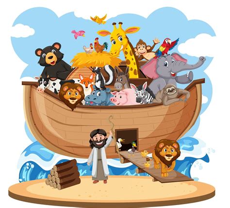 Noahs Ark With Animals Isolated On White Background 2860832 Vector Art