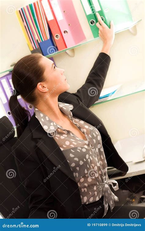 Business Woman In The Office Taking Folder Stock Image Image Of Book Executive 19710899