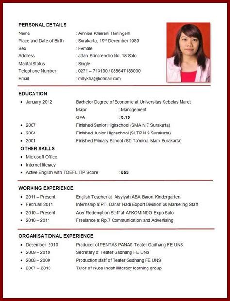 Contoh cv kreatif sebagai penguat surat lamaran kerja lengkap. Image result for curriculum vitae atlit | Riwayat hidup ...