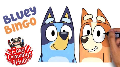 How To Draw Bluey And Bingo From Bluey Easy Drawing Youtube