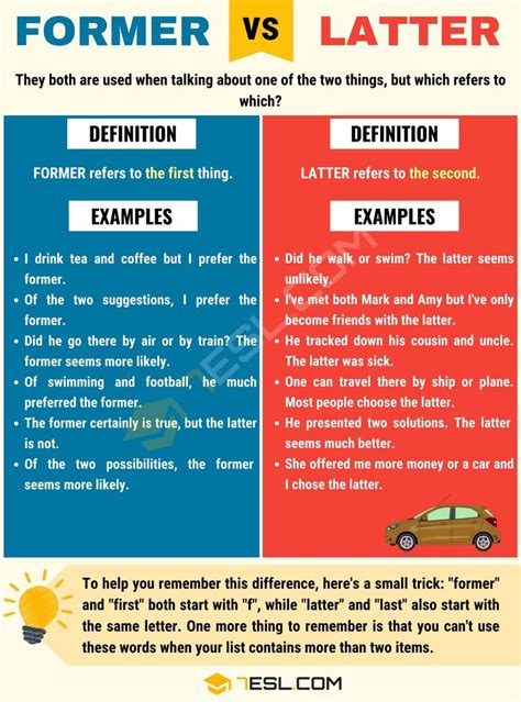 Former Vs Latter How To Use Former And Latter Correctly • 7esl