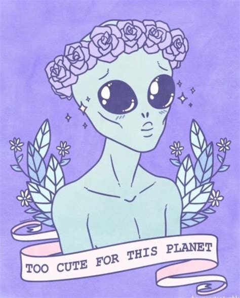 Too Cute For This Planet Alien Tattoo Illustrations Illustration Art