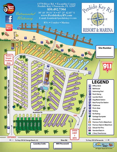 Resort Map With 56 Rv Site Rentals Perdido Key Rv Resort And Marina