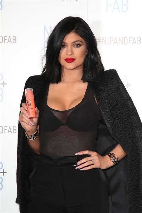 Kylie Jenner Busty And See Through To Bra For Nip Fab Photocall In