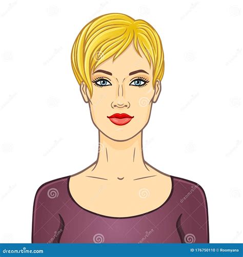 Animation Portrait Of The Young Beautiful White Woman With Blonde Hair Stock Vector