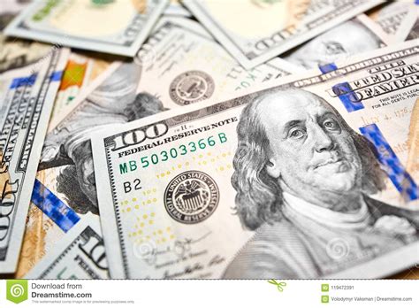 Hintergrund Mit Geldamerikaner Hundert Dollarscheine Stockbild Bild