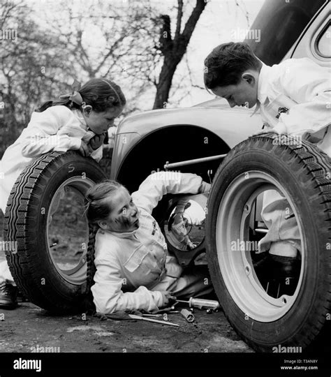 Road Safety Education Children Replace A Tire 1967 Stock Photo Alamy