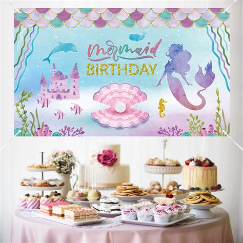 Buy Little Mermaid Birthday Party Decorations Under The Sea Banner Backdrop For Girl Princess