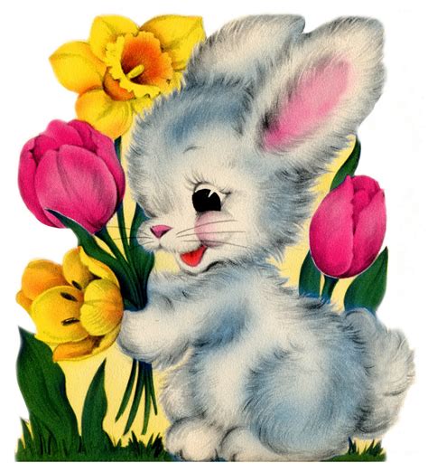 vintage easter bunny holding flowers clipart 20 free cliparts download images on clipground 2024
