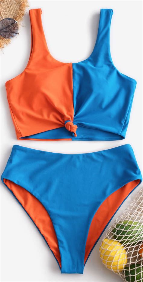 color block knot reversible tankini swimsuit girls bathing suits swimwear cute swimsuits