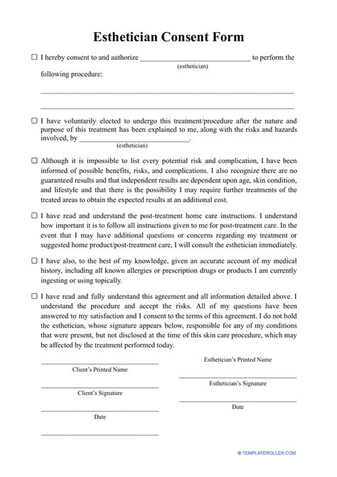 Esthetician Consent Form Fill Out Sign Online And Download Pdf