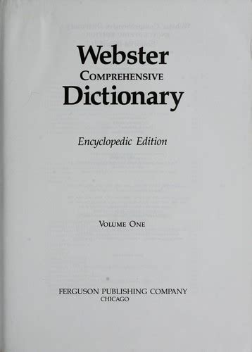 Webster Comprehensive Dictionary By Jg Ferguson Publishing Company