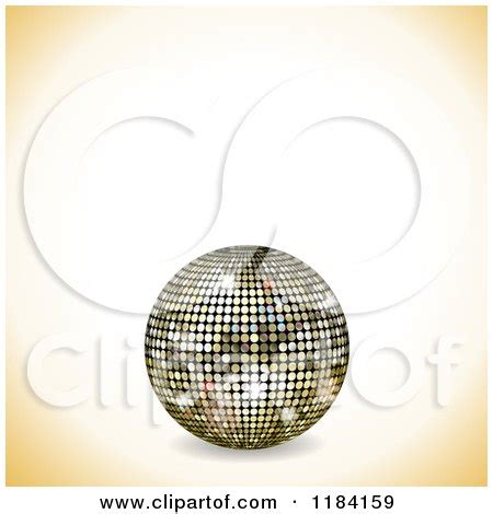 Clipart Of A D Gold Disco Ball And Shaded Corners With Copyspace
