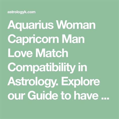 Aquarius Woman Capricorn Man Love Match Compatibility In Astrology