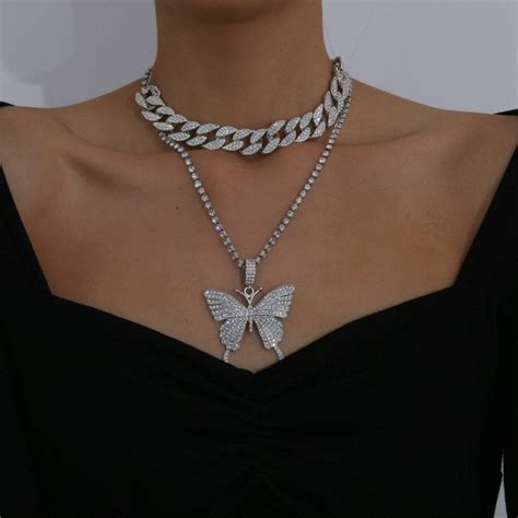 10xnecklace Pendant Cuban Link Chain Choker Necklace Women Girls