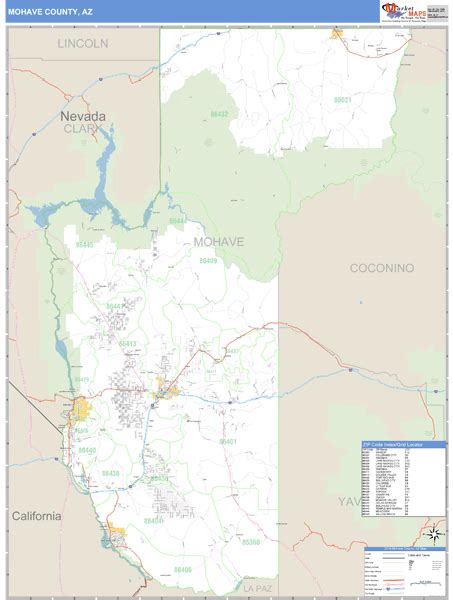 Mohave County Arizona Zip Code Wall Map