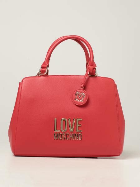 Love Moschino Bag In Synthetic Leather With Logo Red Love Moschino Tote Bags Jc4192pp1dlj0