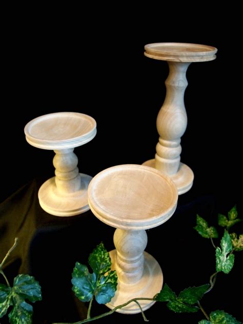 Unfinished Lathe Turned Pillar Candle Holders Made In Usa