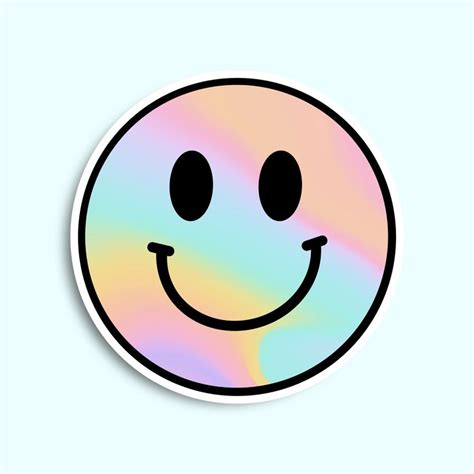 Aesthetic Pastel Rainbow Tie Dye Smiley Face Sticker Rainbow