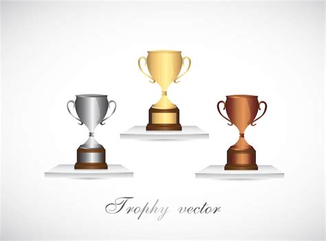 Premium Vector Gold Silver And Bronze Trophies