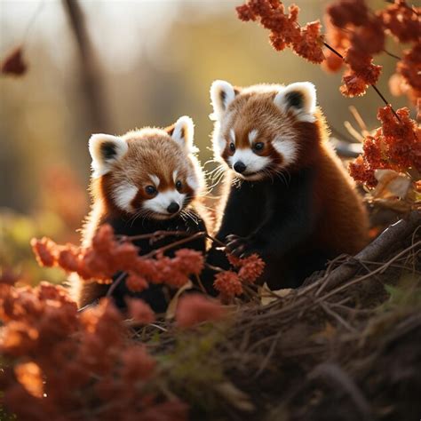 Premium Photo Two Red Pandas In A Tree