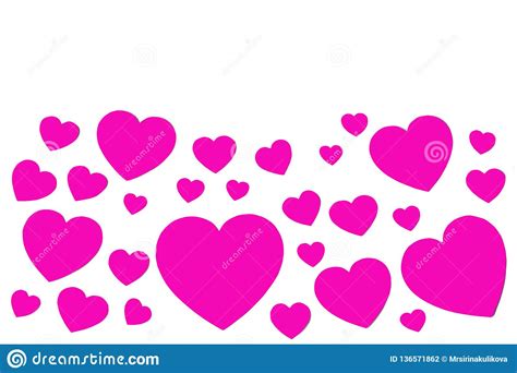 Many Pink Paper Hearts In Form Of Decorative Frame On White Background