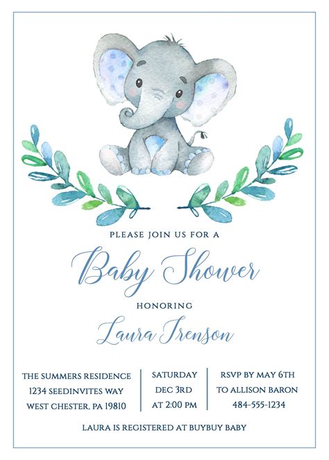 Extraordinario Invitaciones Baby Shower Elefante 33 Images Result