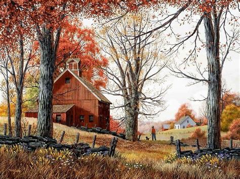 Autumn Farm Scene Country Barns Old Barns Country Life Country House