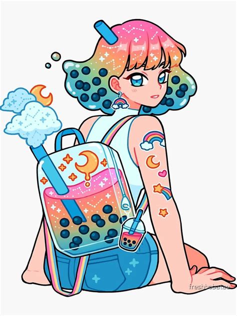 Rainbow Boba Sticker For Sale By Freshbobatae Kawaii Drawings Cute Kawaii Drawings Kawaii Art
