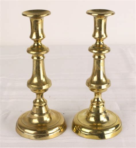 Antique English Brass Candlesticks Five Pair Four Singles For Sale At