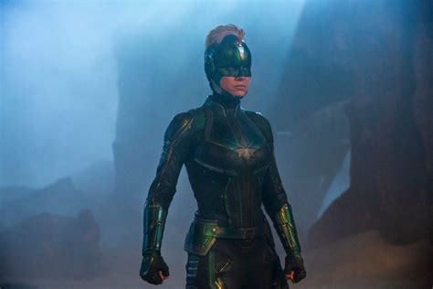 Brie Larson Looks A Little Green In Her Kree Uniform For Captain Marvel