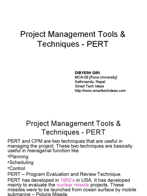 Project Management Tools And Techniques Pdf Business Areas Of