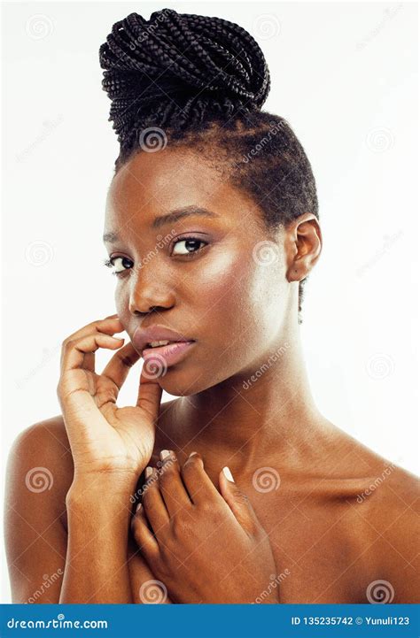 Jonge Vrij Afrikaanse Amerikaanse Naakte Vrouw Behandelend Haar Ski Stock Foto Image Of