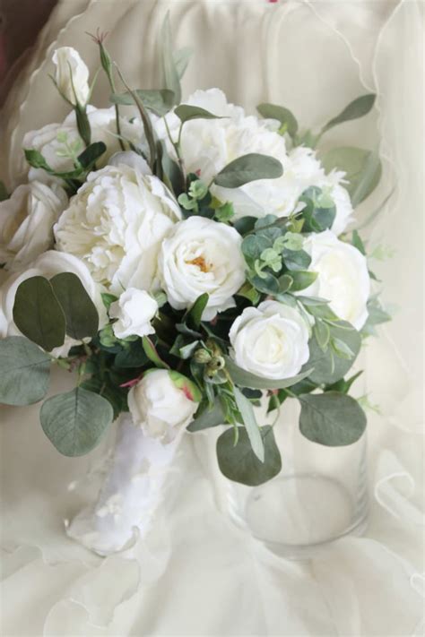 Boho Wedding Bouquet Eucalyptus Peony Garden Rose And Etsy