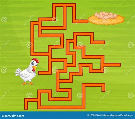 Game Chicken Maze Find Way To The Egg Stock Vector Illustration Of