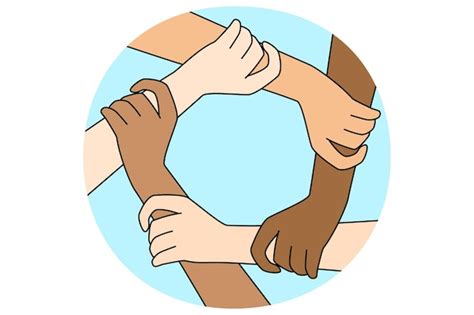 Premium Vector Multiracial People Join Hands In Circle