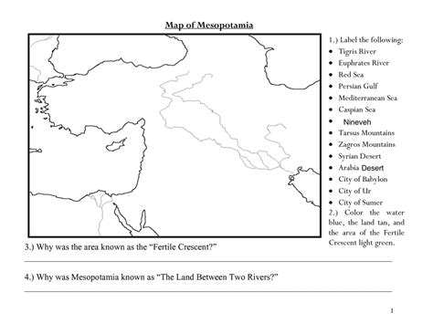 Ancient Mesopotamia Map Activity Draw A Topographic Map