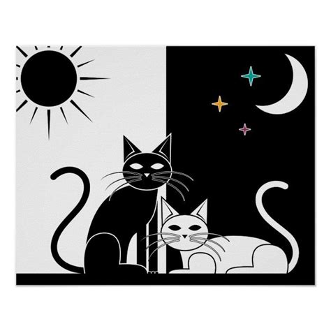 Black Cat White Cat Poster In 2021 Cat Posters Black