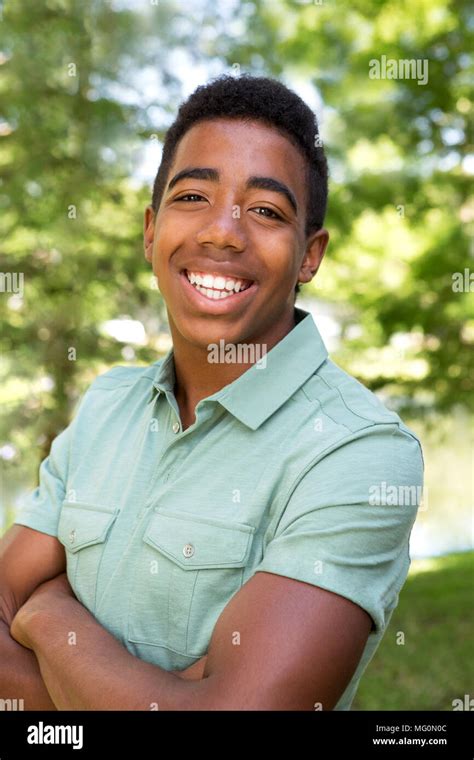 African American Teenage Boy Smiling Stock Photo Alamy