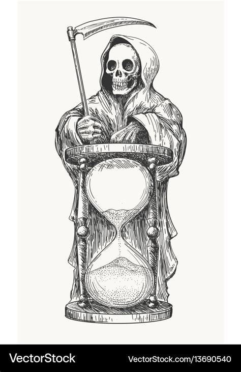 Death With Scythe And Hourglass Royalty Free Vector Image