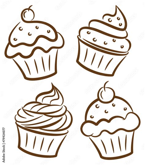 Cupcake In Doodle Style Vector De Stock Adobe Stock
