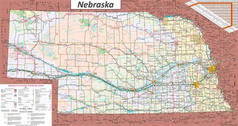 Large Detailed Tourist Map Of Nebraska With Cities And Towns