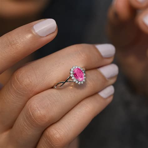 Pink Tourmaline Vintage Engagement Ring With Diamondsoval Etsy