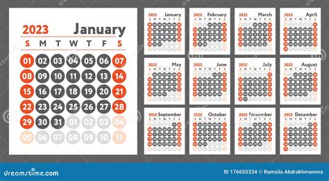 2023 Calendar New Year Planner Design English Calender Red Color