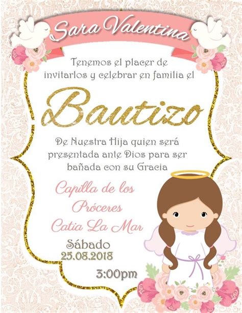Tarjeta Invitacion Bautismo Invitaciones Bautizo Texto Tarjetas De